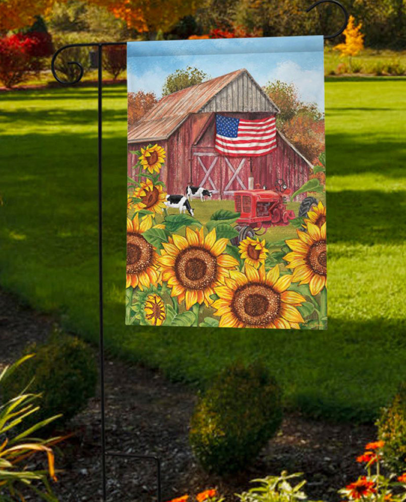 Sunflower Barn Americana Garden Flag
