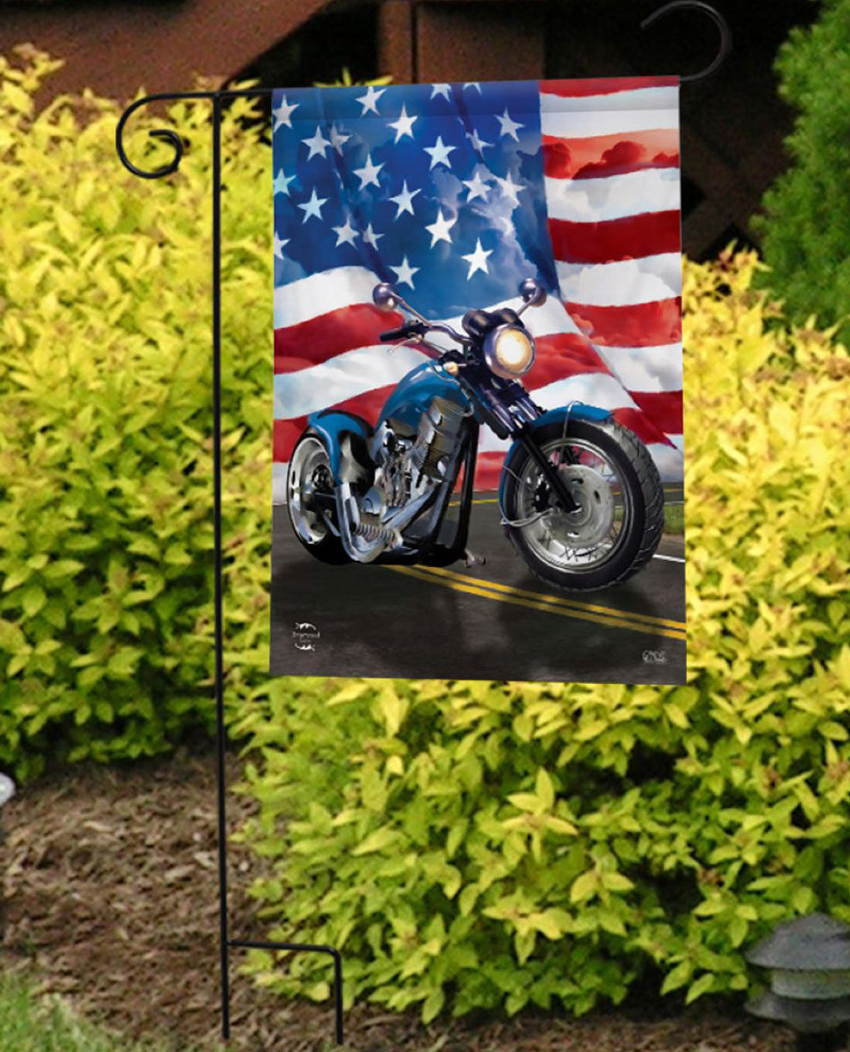 American Motorcycle Patriotic Garden Flag