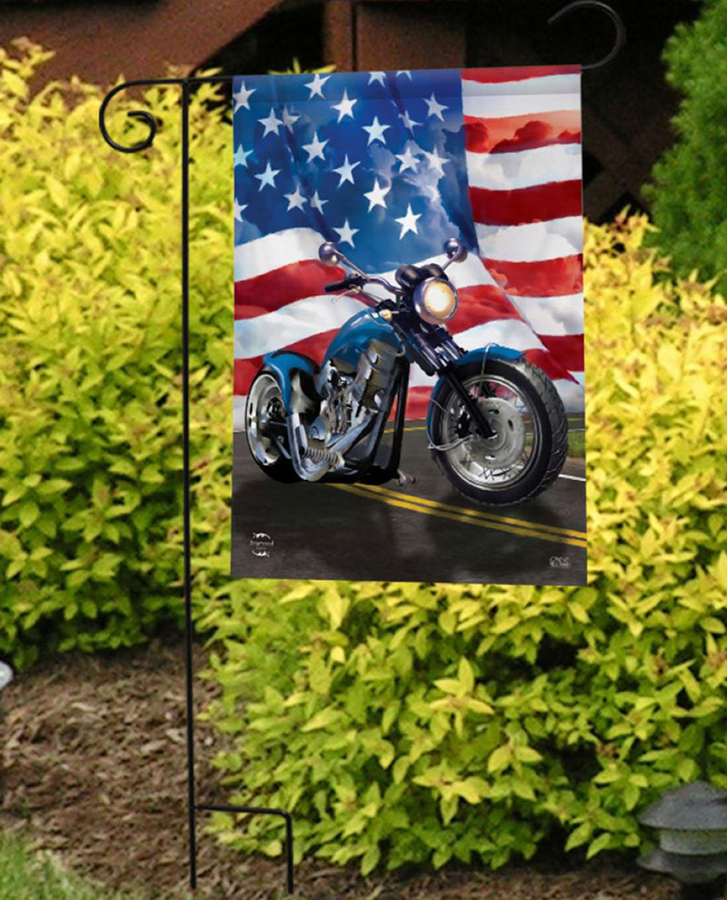American Motorcycle Patriotic Garden Flag