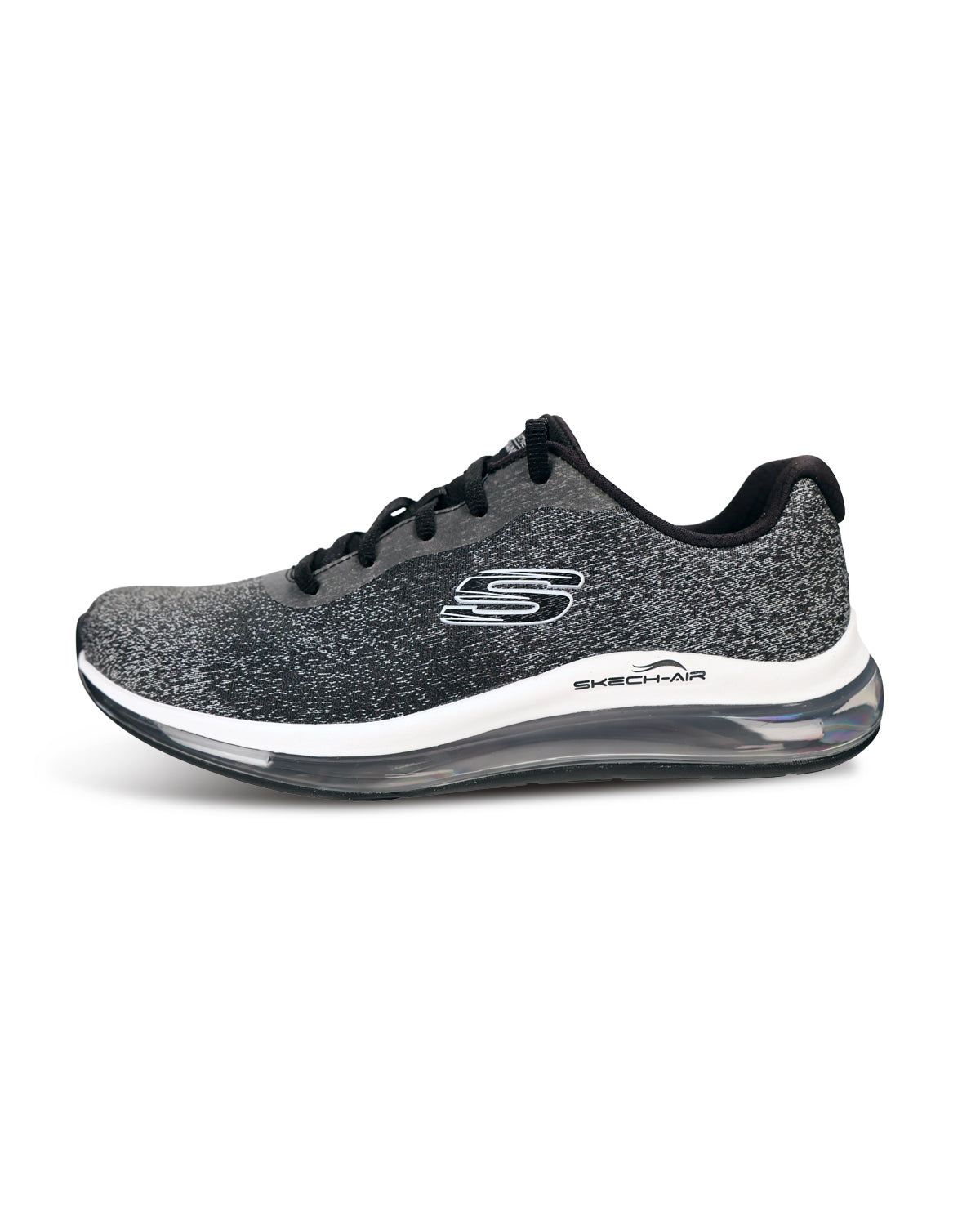 Gray sneaker with white sole on a white background
