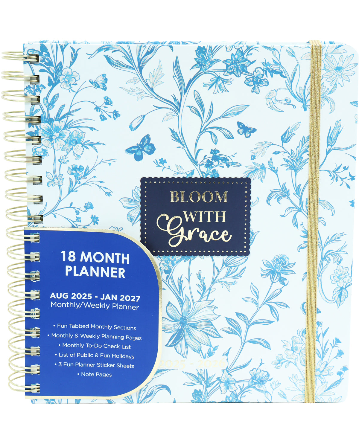 Bloom With Grace 18-Month Large Spiral Agenda