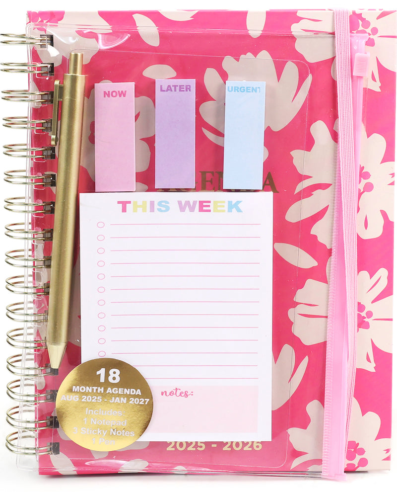 Pink Floral 18-Month Agenda & Stationery Set