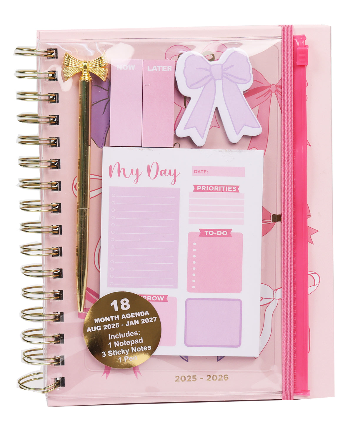 Bows With Gold Foil 18-Month Agenda Stationery Set