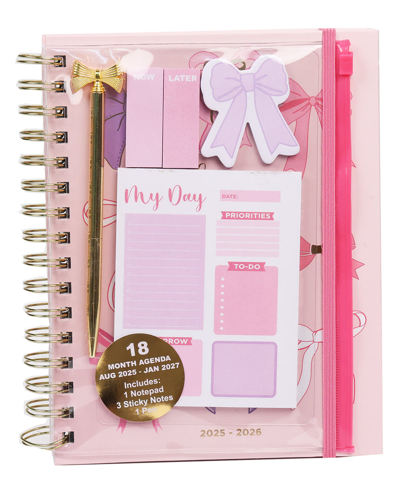 Bows With Gold Foil 18-Month Agenda Stationery Set