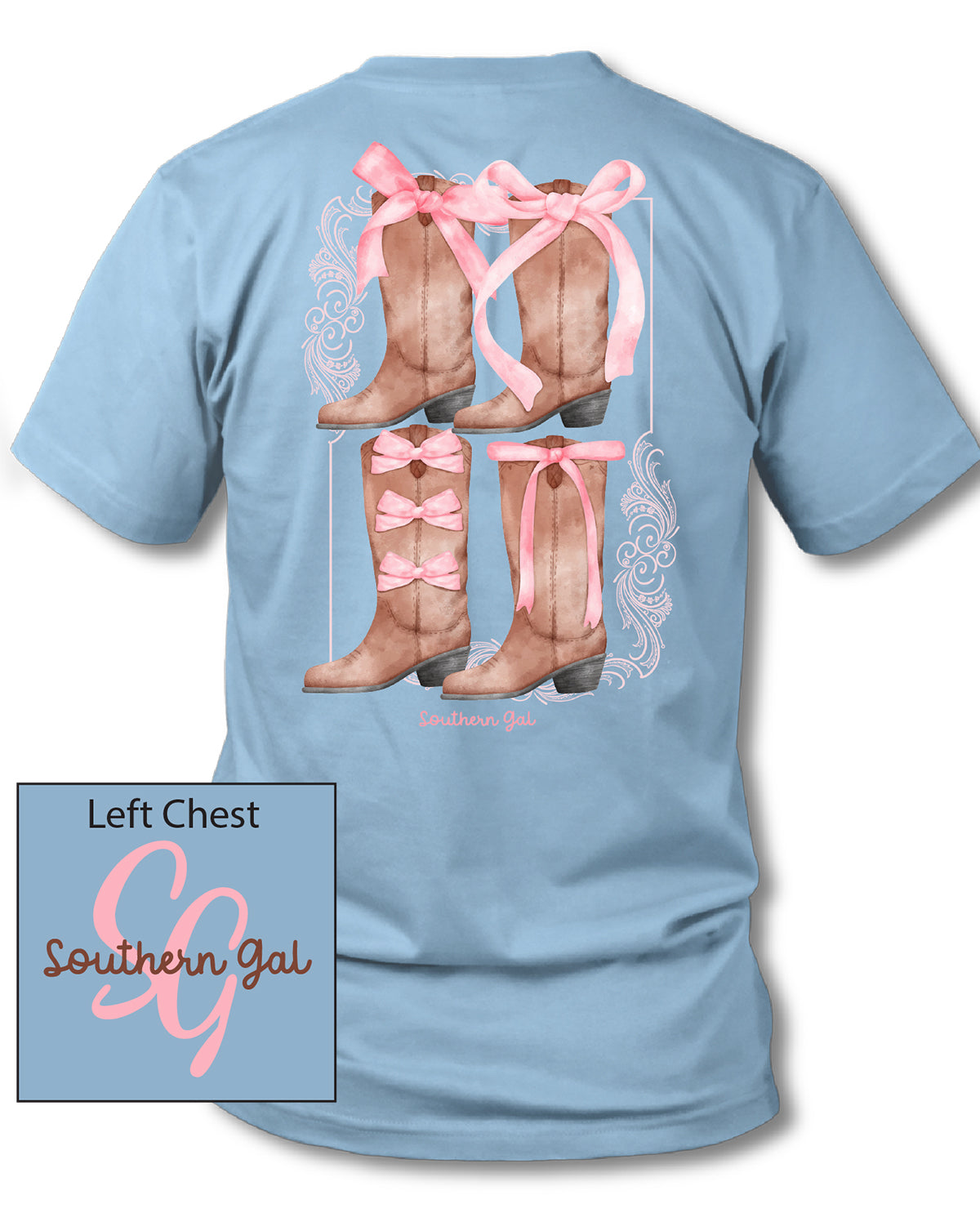 Southern Gal Plus Vintage Bows & Boots Short Sleeve Graphic T-Shirt