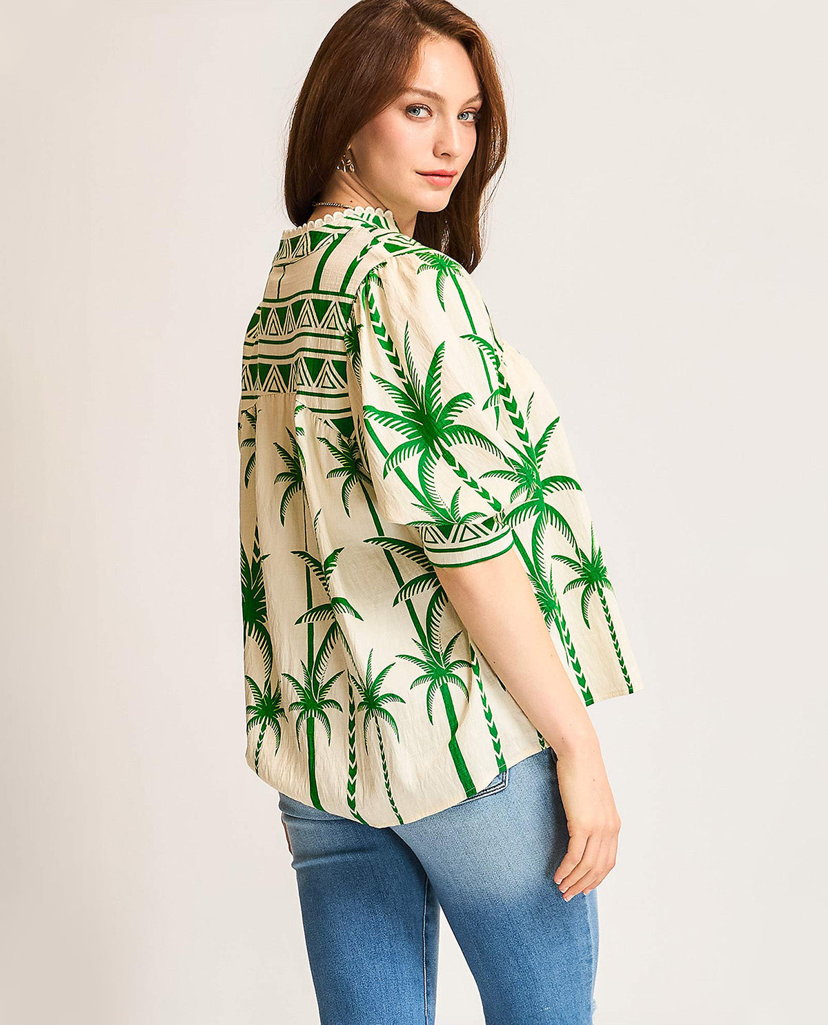 Tropical Printed Vneck Top