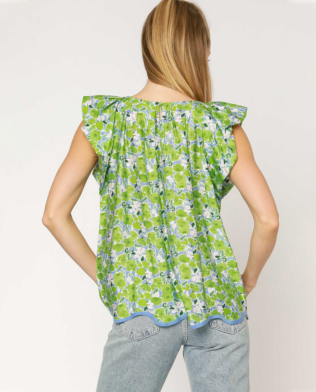 Floral Ruffle Sleeves Top