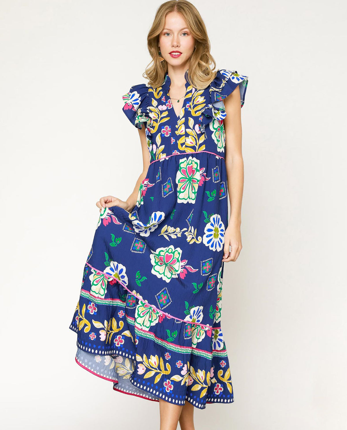 Bohemian Maxi Dress with Vibrant Floral Print