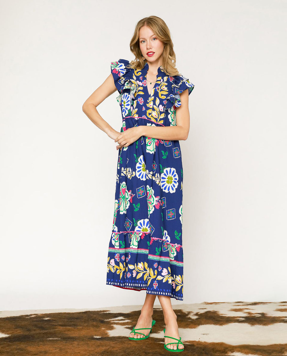 Bohemian Maxi Dress with Vibrant Floral Print