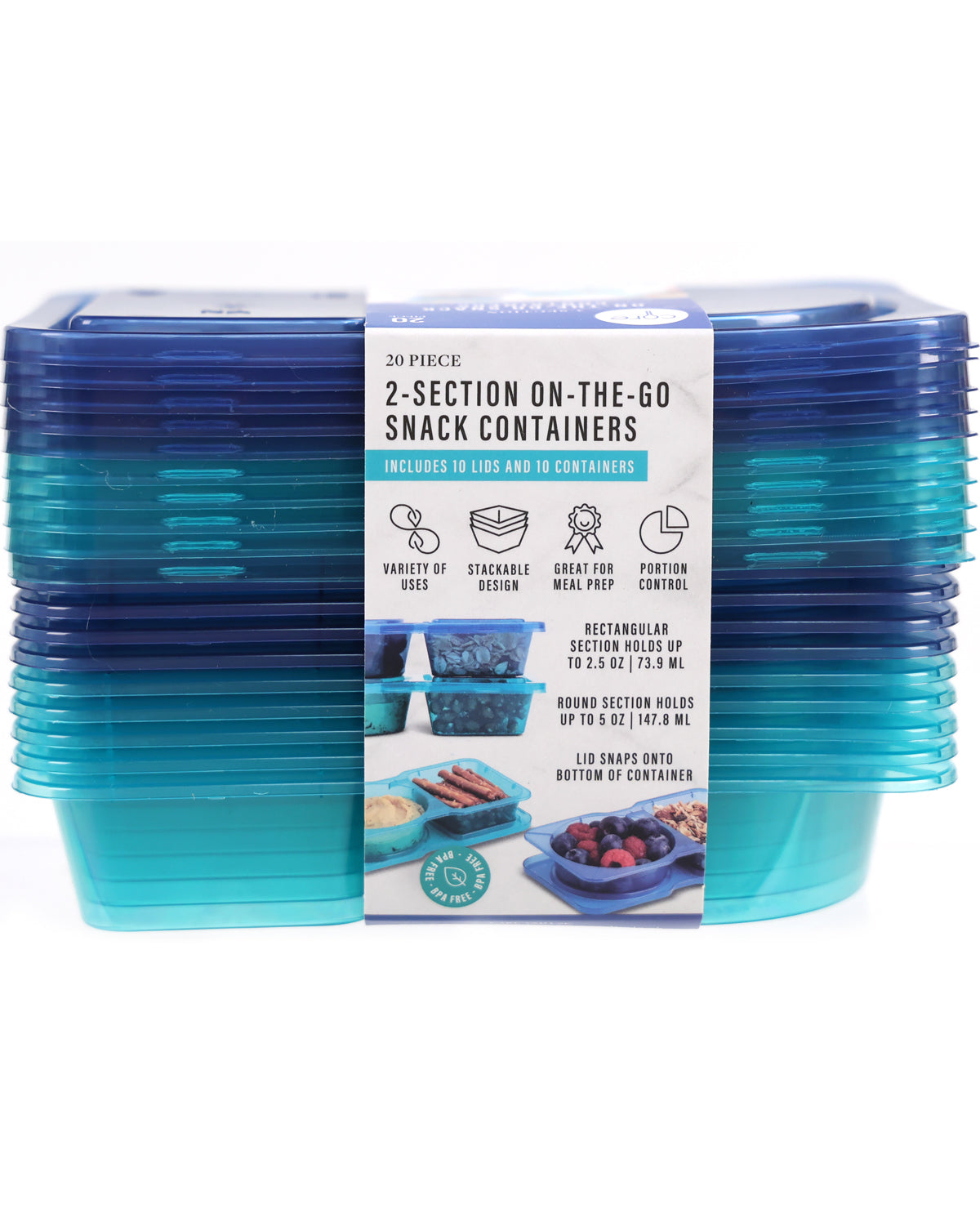 On-The-Go Blue Snack Container Set