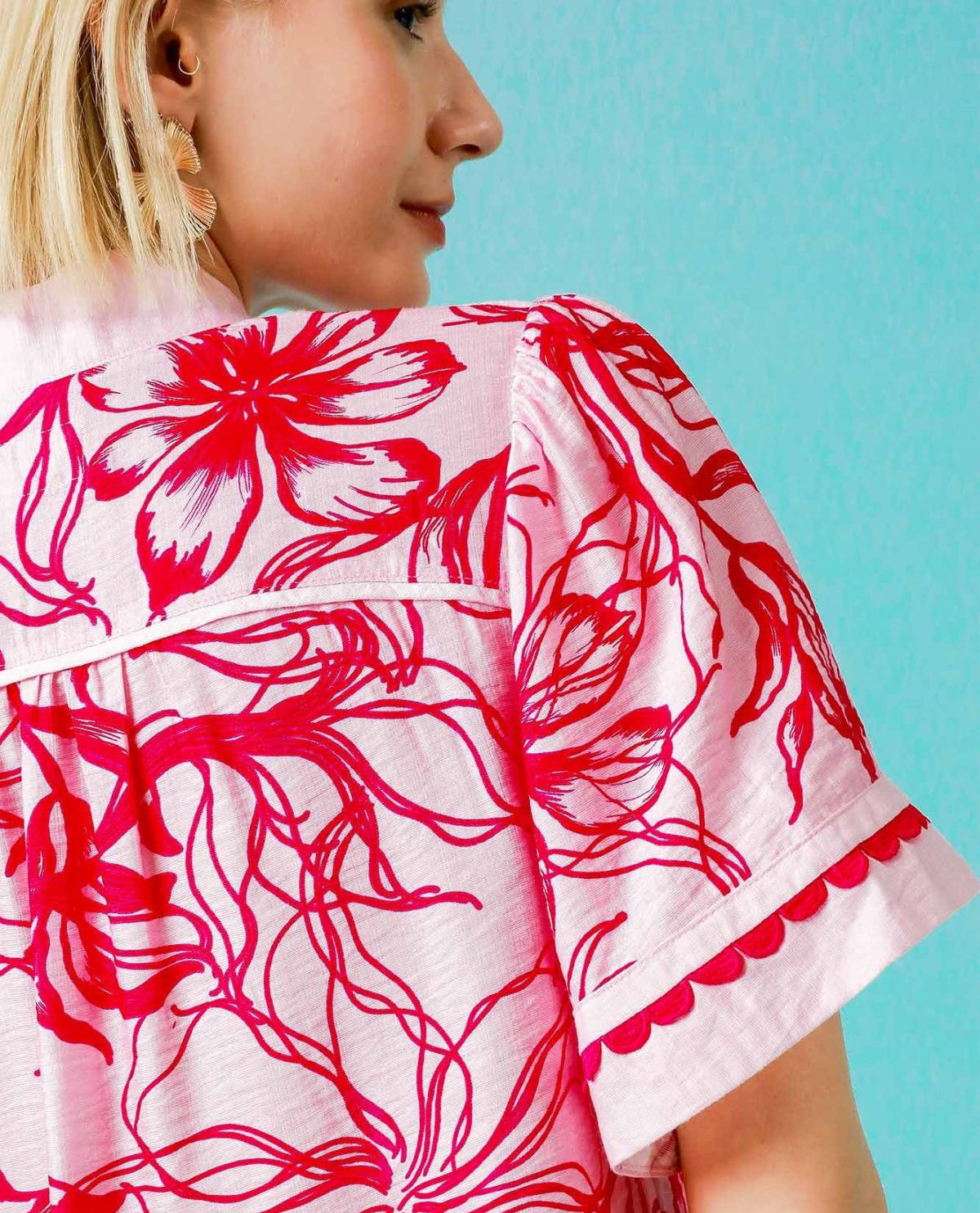 Umgee Floral Print Vneck
