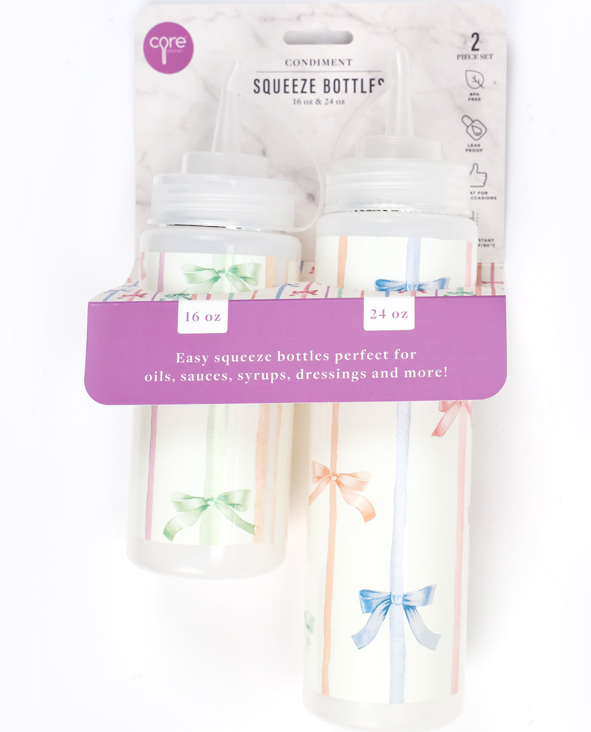 Bow Printed Condiment Squeeze Bottle Set