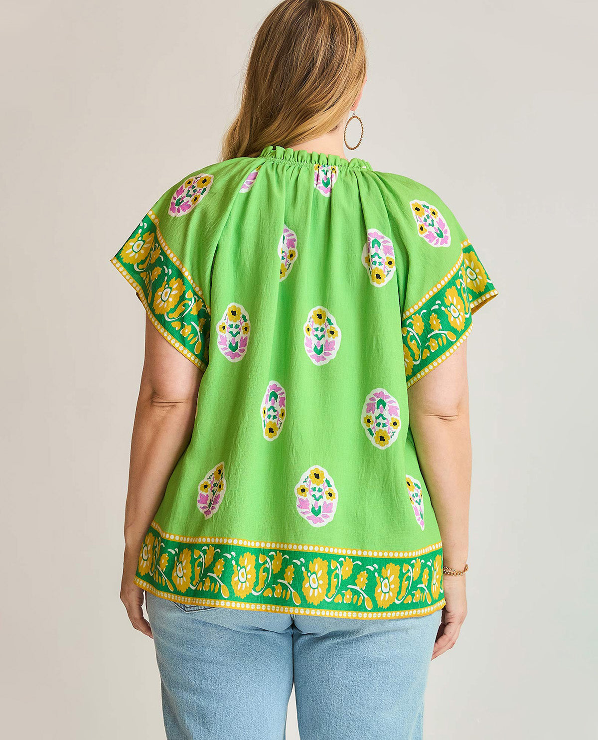 Umgee Floral Print Border Top