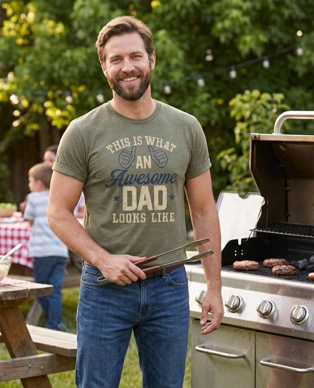 An Awesome Dad Short Sleeve Tee Military Green