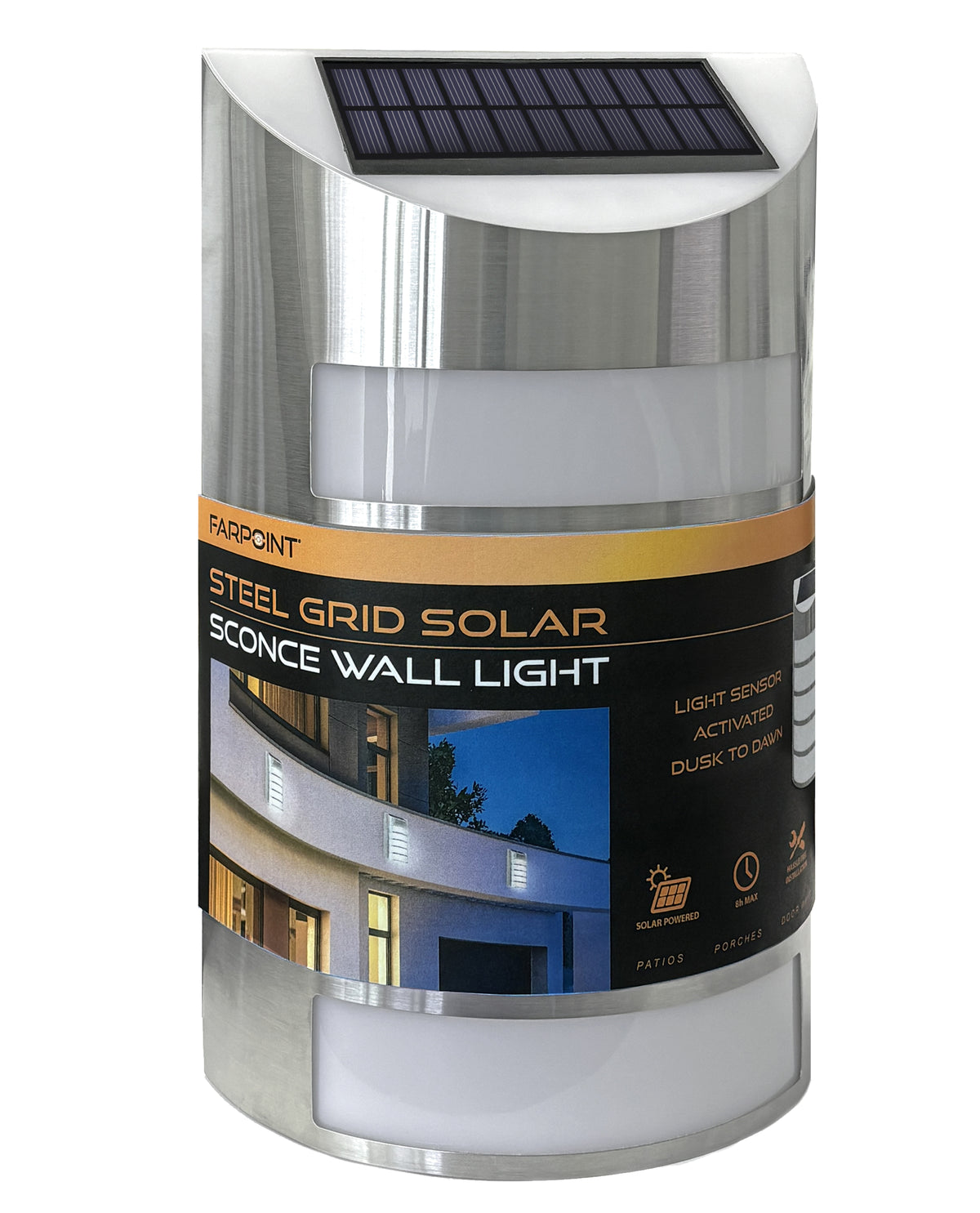 Steel Grid Solar Sconce Wall Light