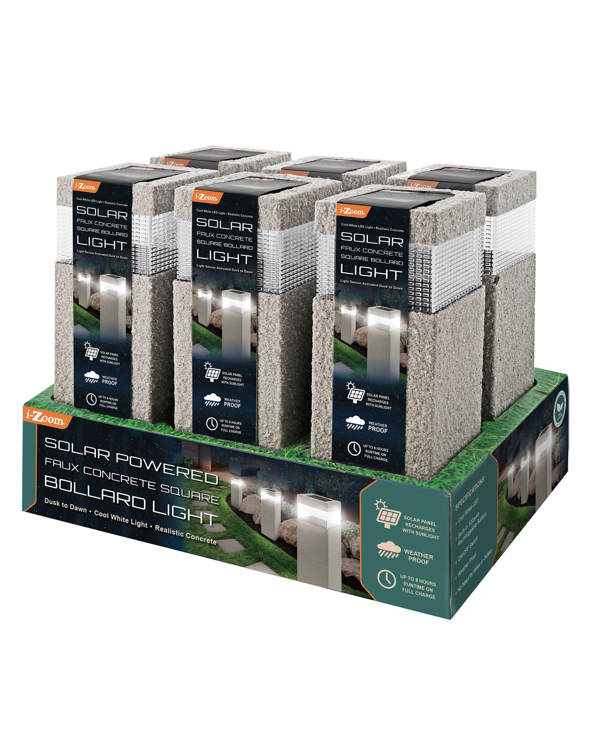 Solar Faux Concrete Square Light