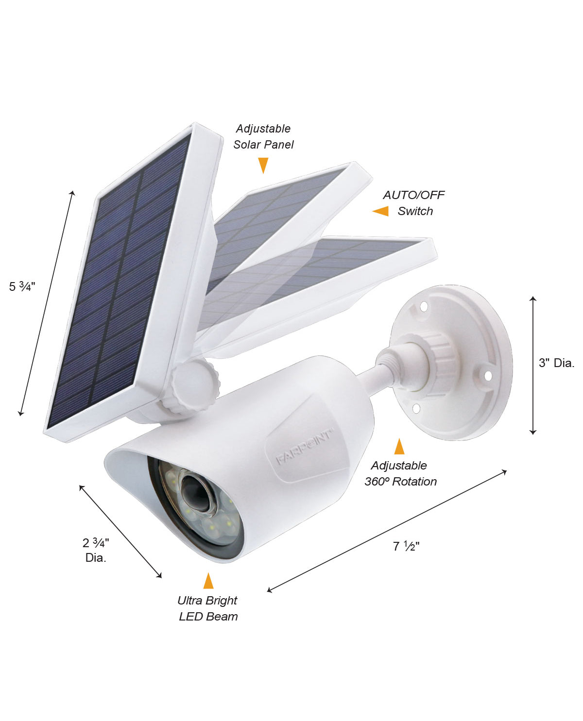 Motion Activated Night Beam Spotlight - 300 Lumens - White