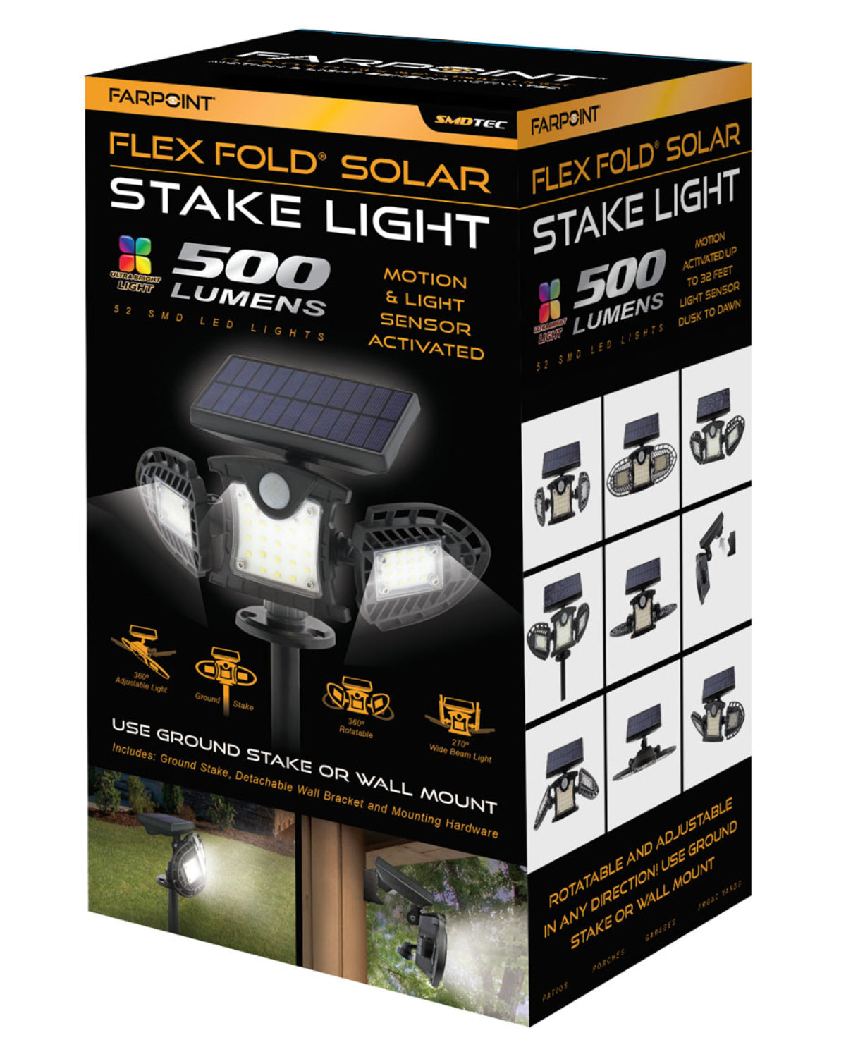 Flex Fold Solar Motion Sensor Light - 500 Lumens