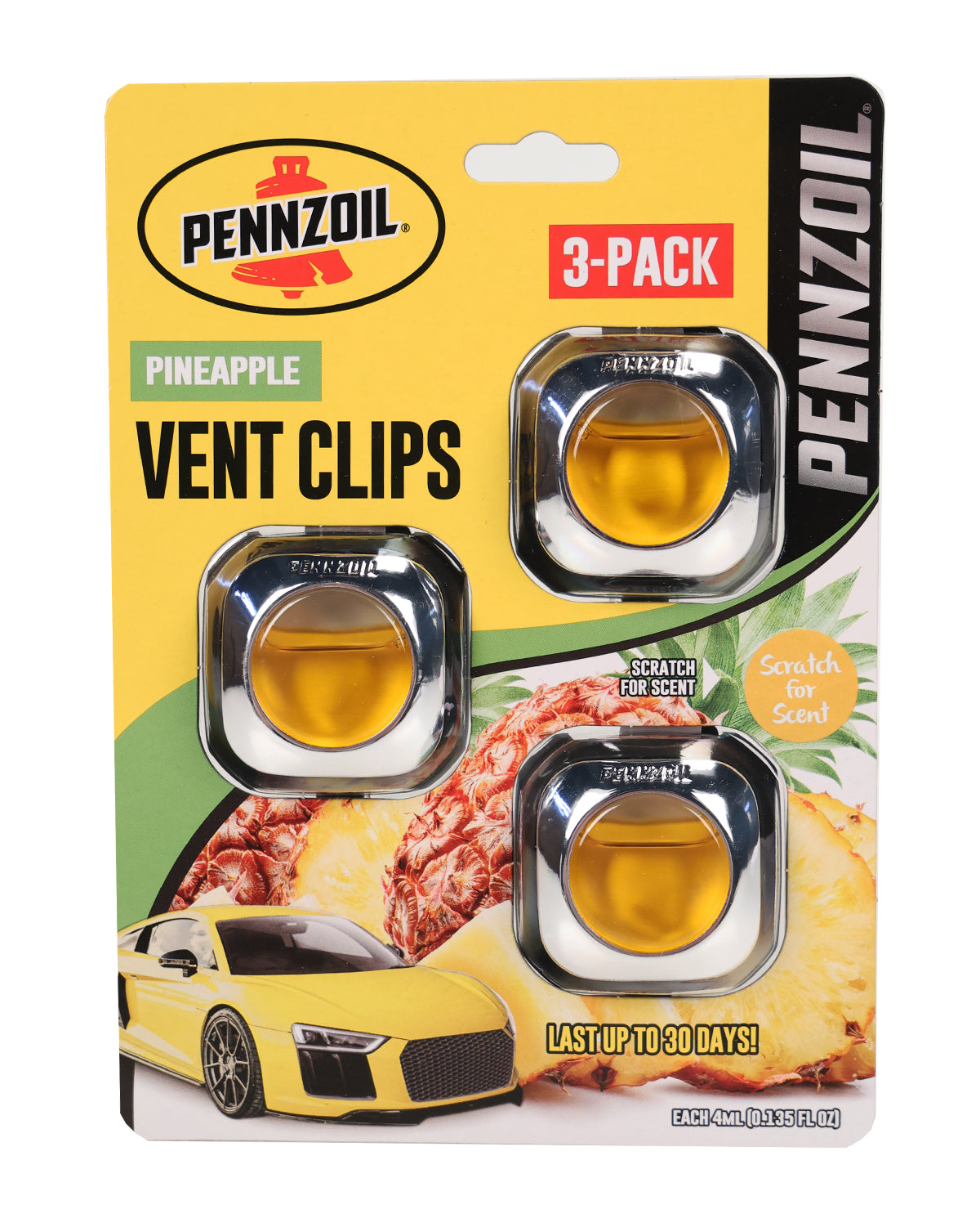 Pennzoil 3pk Vent Clip Pineapple