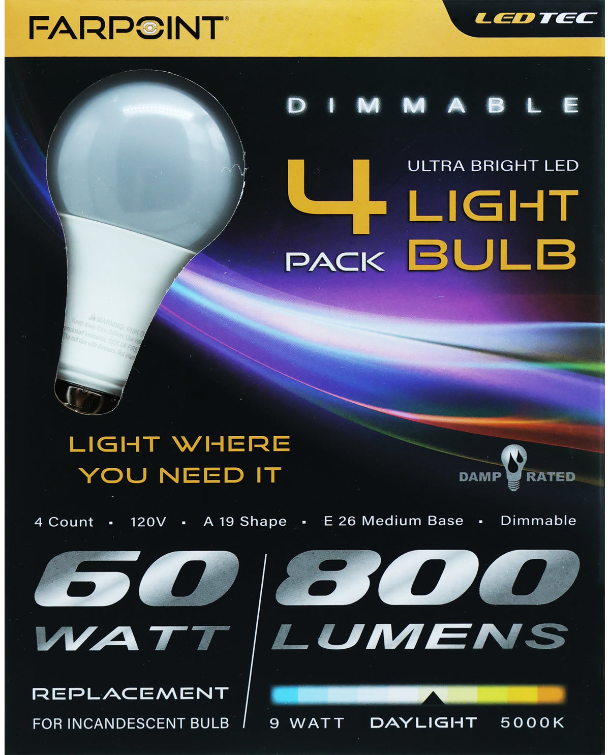 60-Watt Dimmable LED Ultra Bright Light Bulb Set