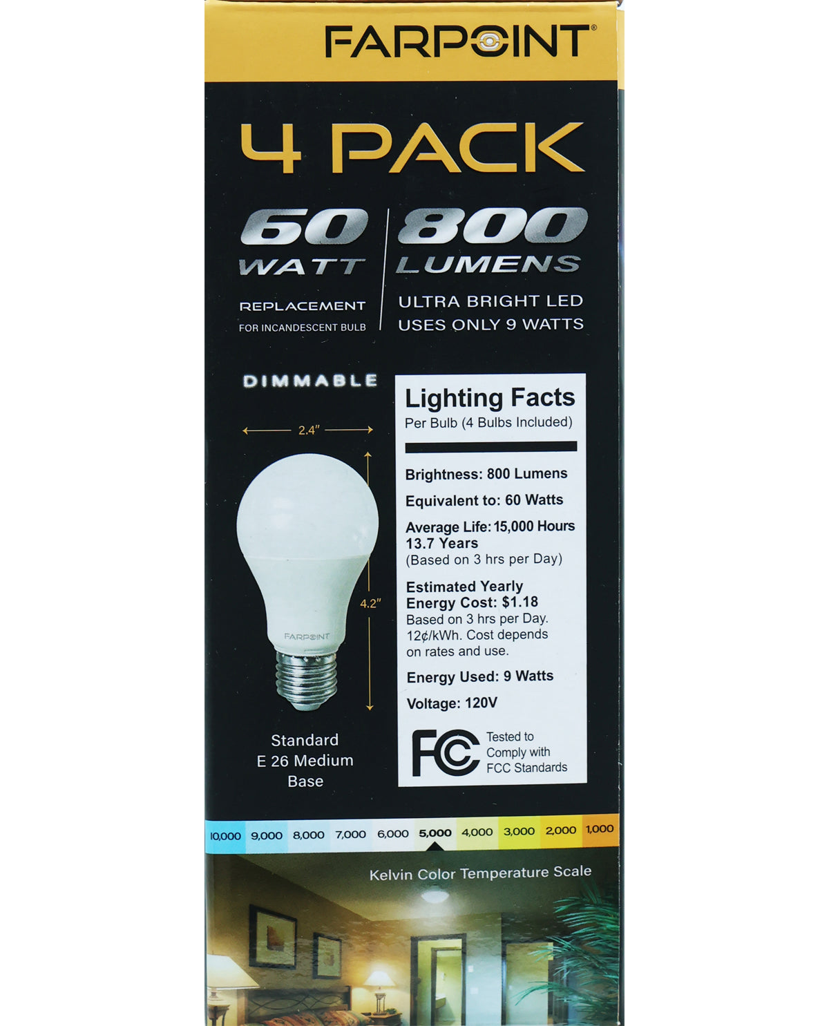 60-Watt Dimmable LED Ultra Bright Light Bulb Set