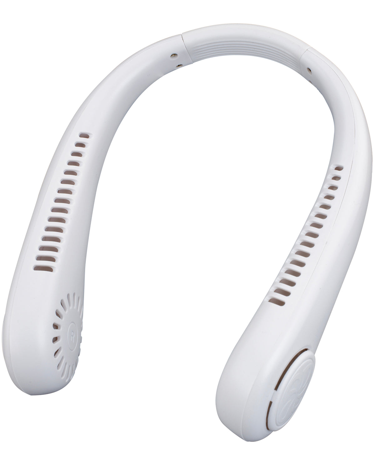White neckband with speaker design on a white background