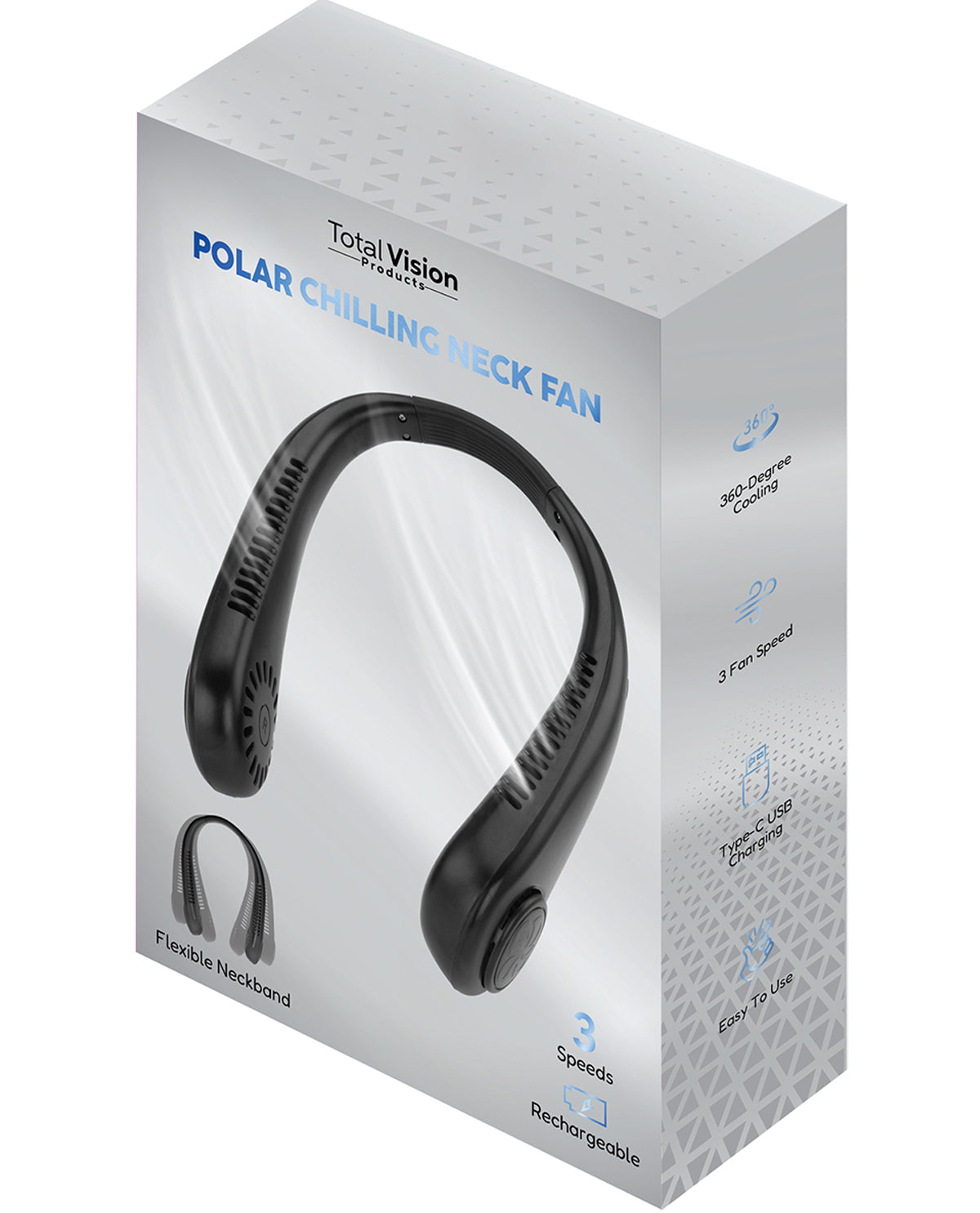 Box of Total Vision Polar Chilling Neck Fan on a white background