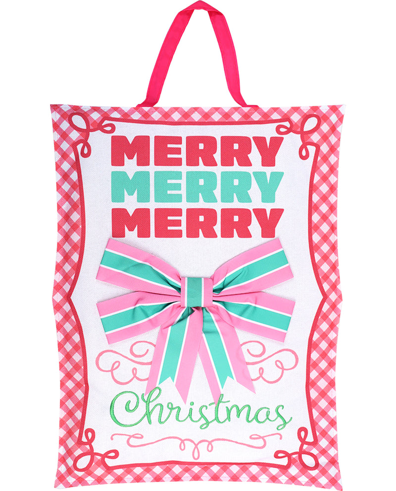 Merry Christmas Bow Door Decor