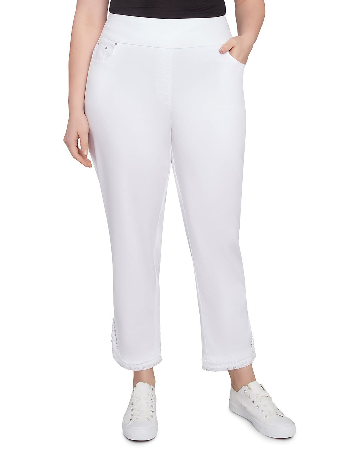 Ruby Road Monochrome Moment Denim Embellished Hem Pant