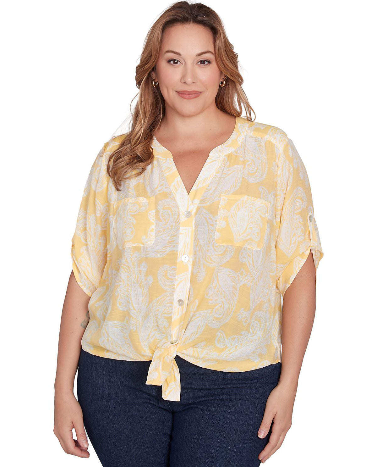 Ruby Road Monochrome Moment Paisley Woven Top