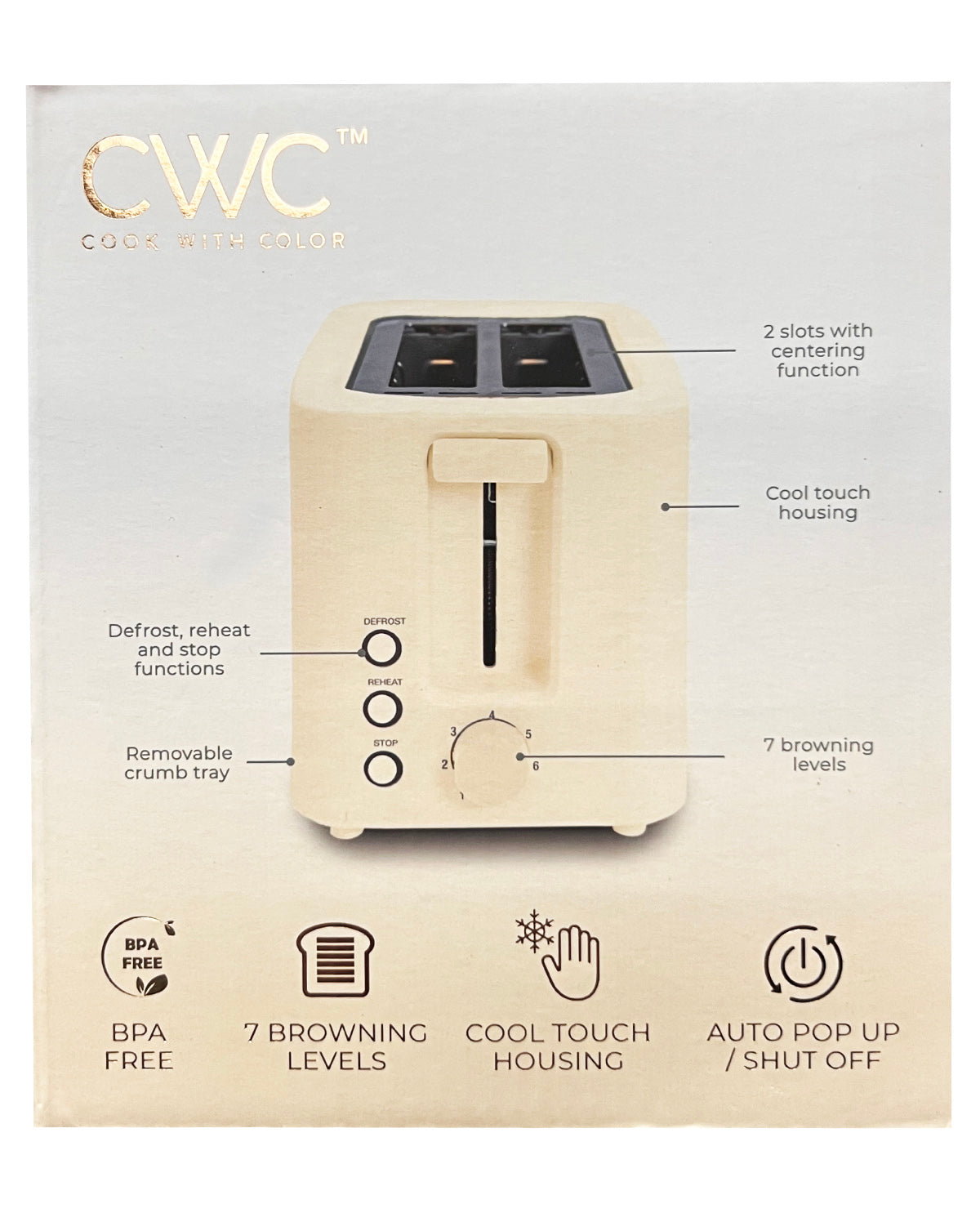 CWC Two-Slice Toaster (Cream)