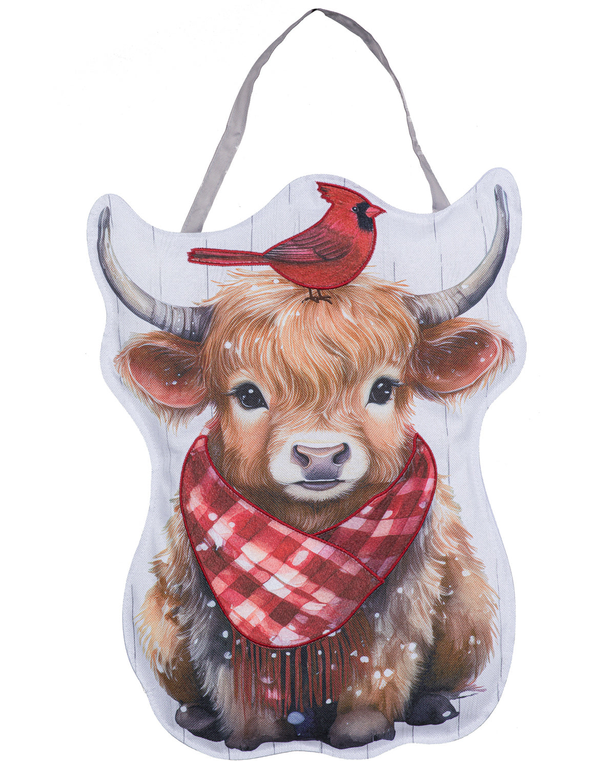 Highland Cow with Cardinals Door Decor