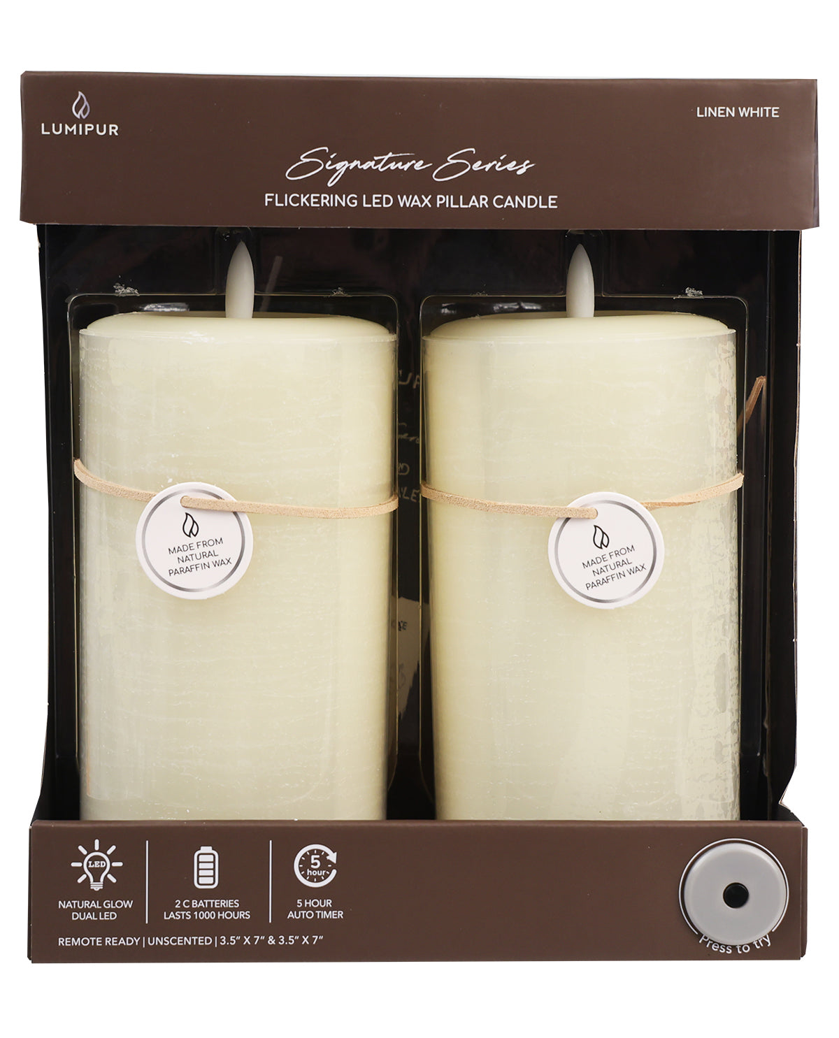Lumipur Ivory Natural Glow Flameless Candle Set