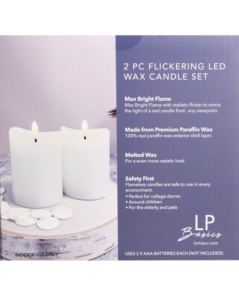 Flickering LED Flameless Wax Pillar Candle Set