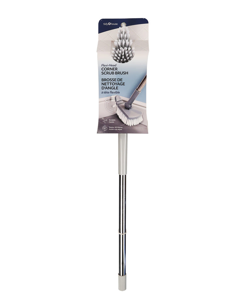 Angle scrub brush with packaging on a white background