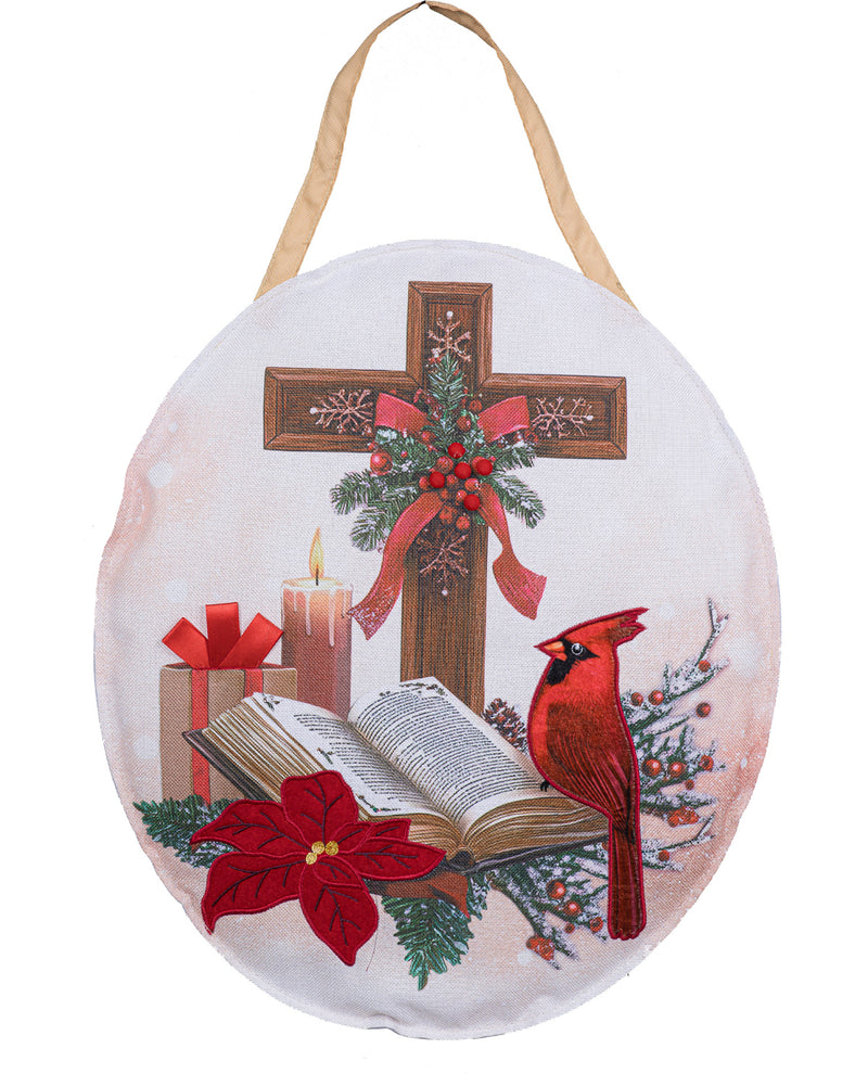 Cross, Bible, and Cardinal Door Decor