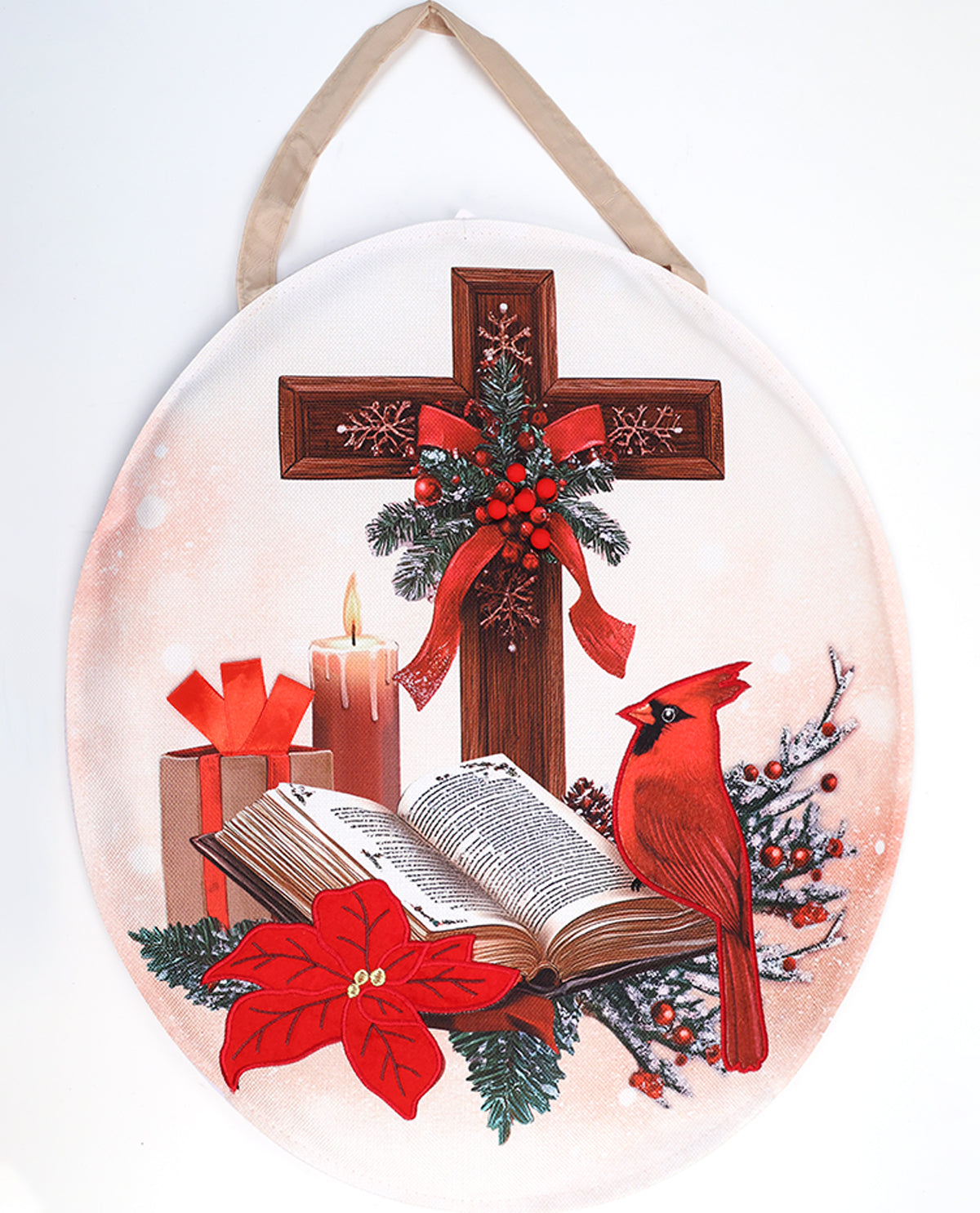 Cross, Bible, and Cardinal Door Decor