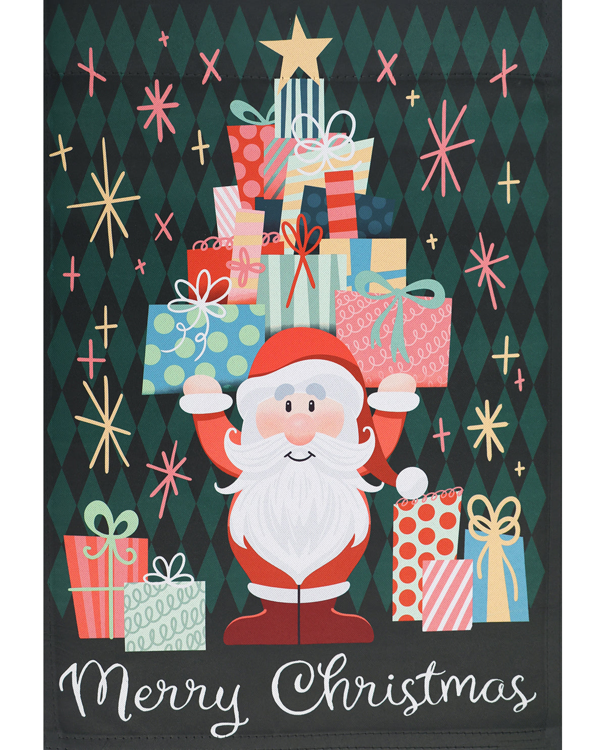 Santa With Gifts Suede Garden Flag