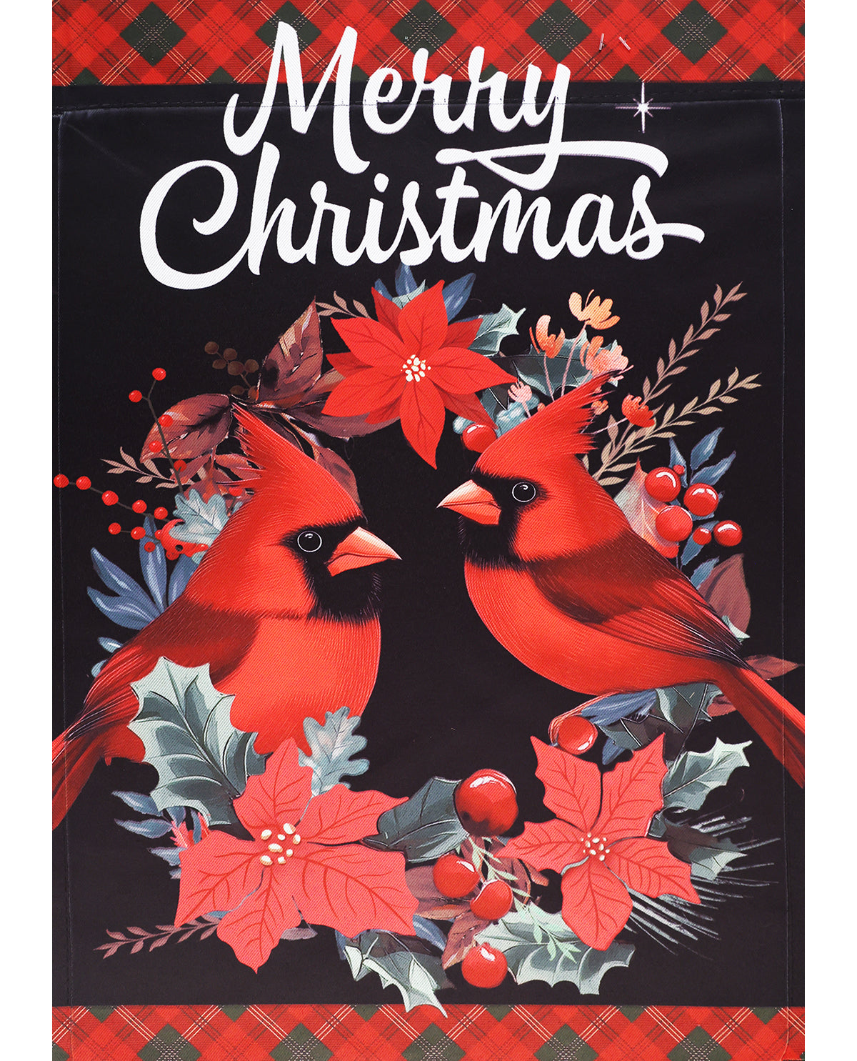 Merry Christmas Cardinals Suede Garden Flag