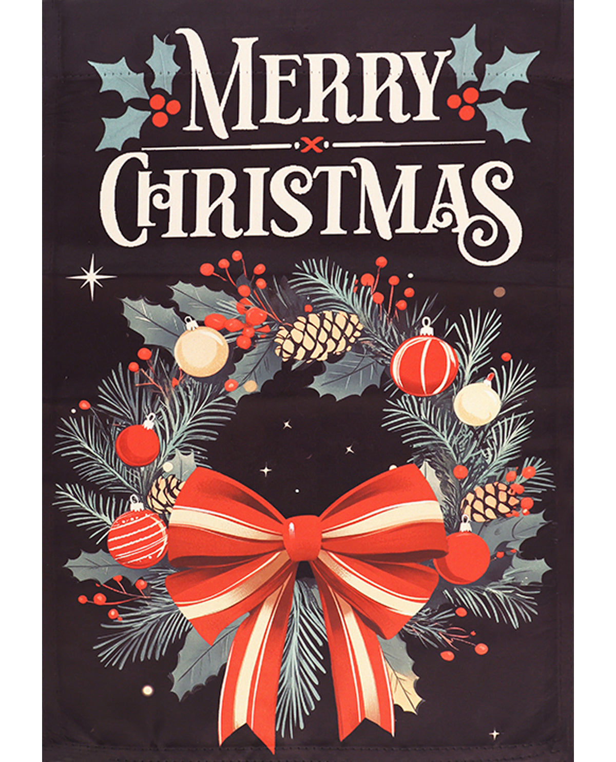 Merry Christmas Wreath Suede Garden Flag