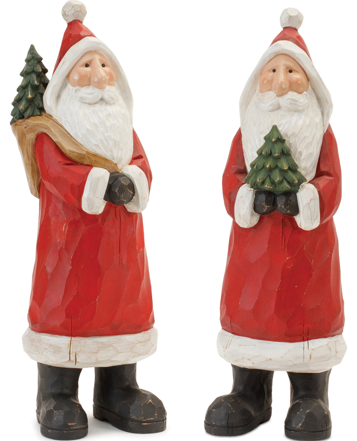 Santa Claus Resin Figurines - Set of Two