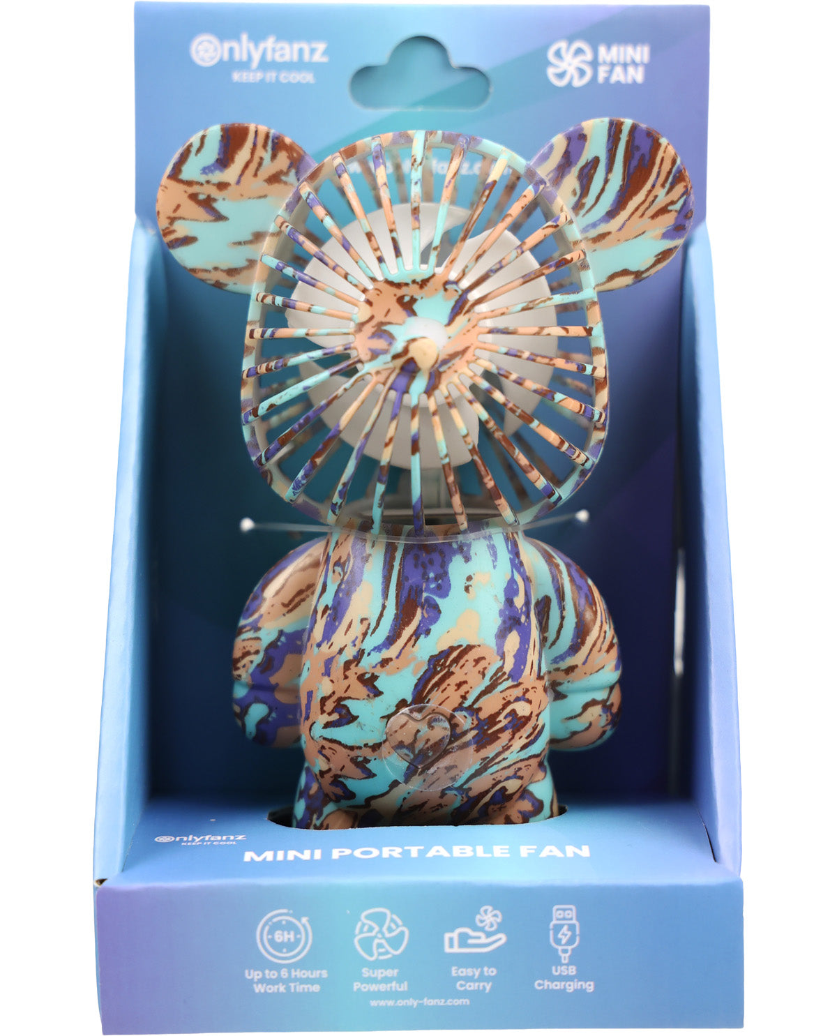 Tie-Dye Portable Bear-Shaped Personal Fan