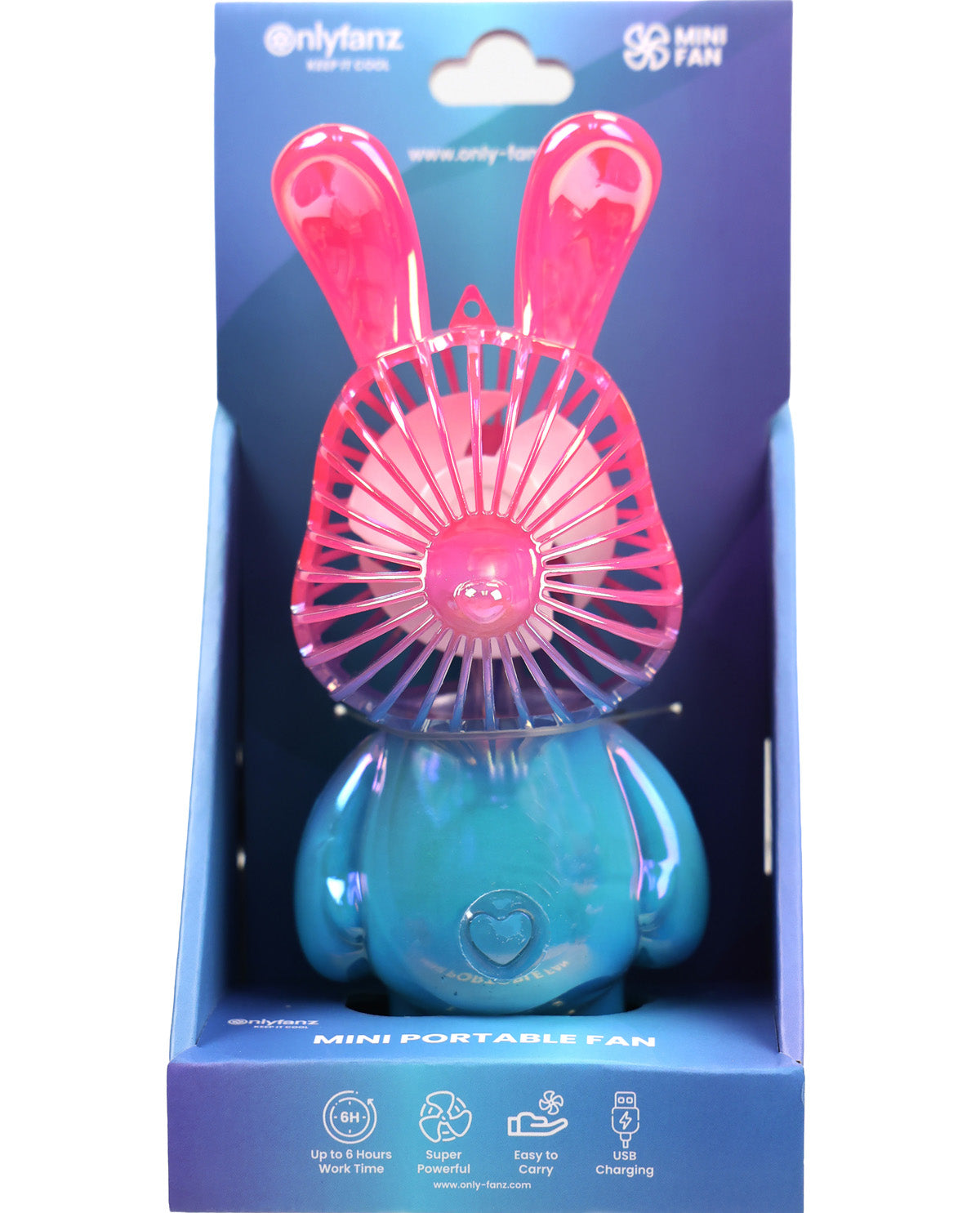 Iridescent Bunny-Shaped Portable Personal Fan