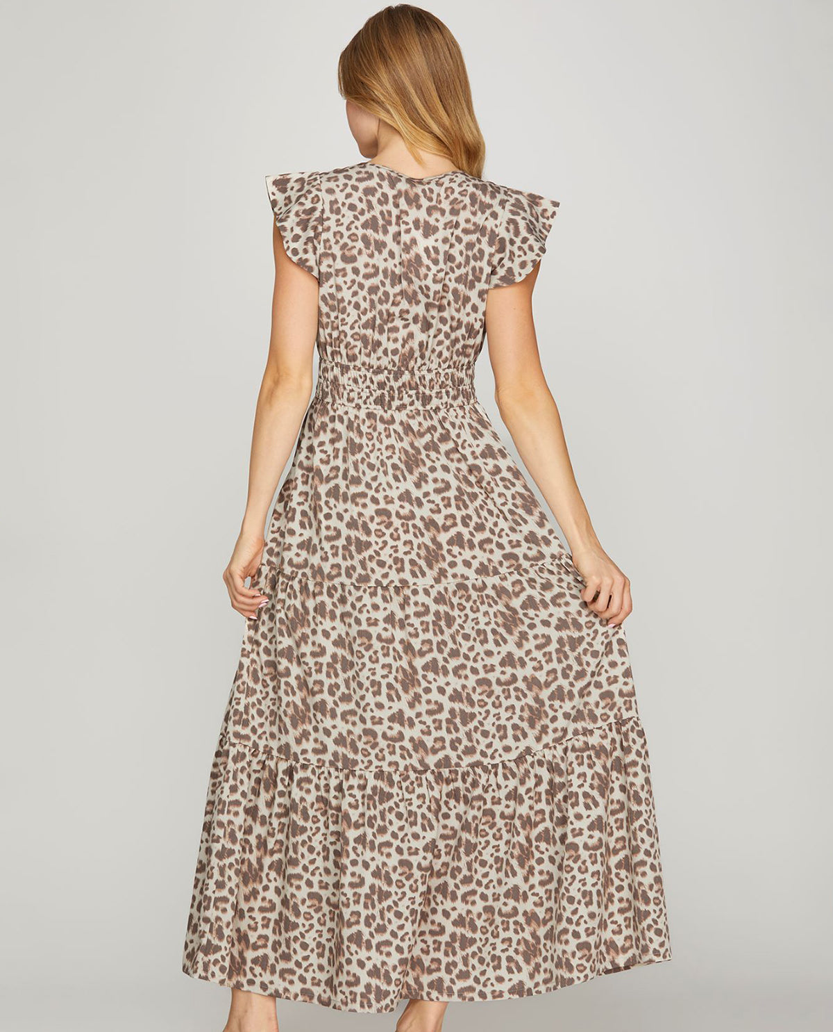 Leopard Print Tiered Maxi Dress