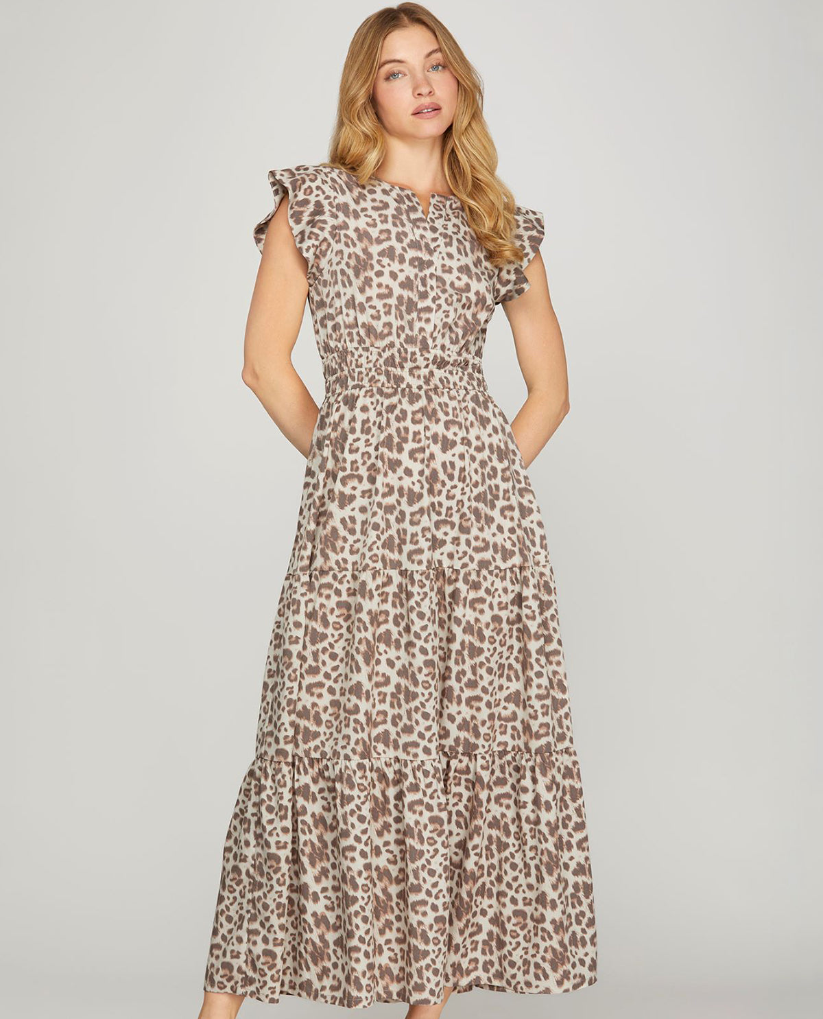 Leopard Print Tiered Maxi Dress