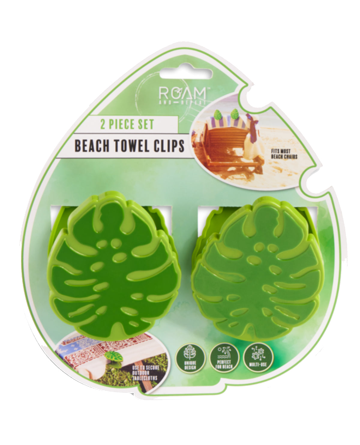 2pk Beach Towel Clips - Palm Leaf
