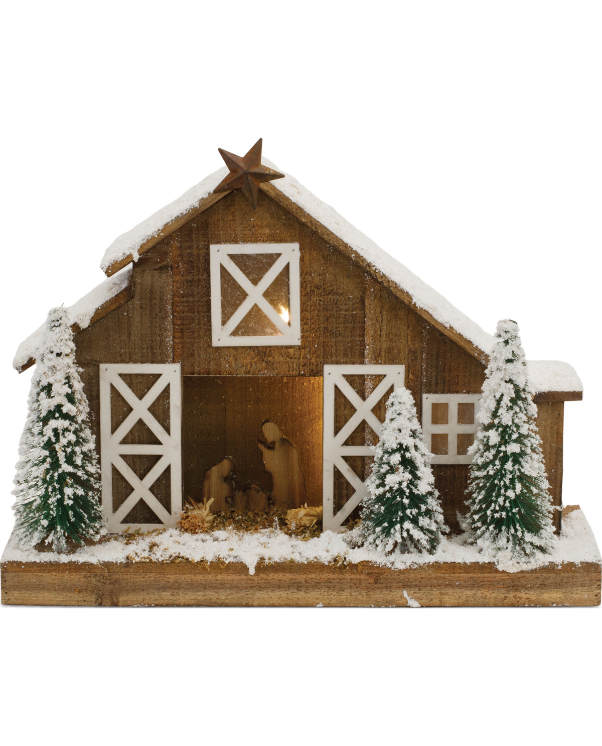 Holy Family with Lighted Stable Decoration