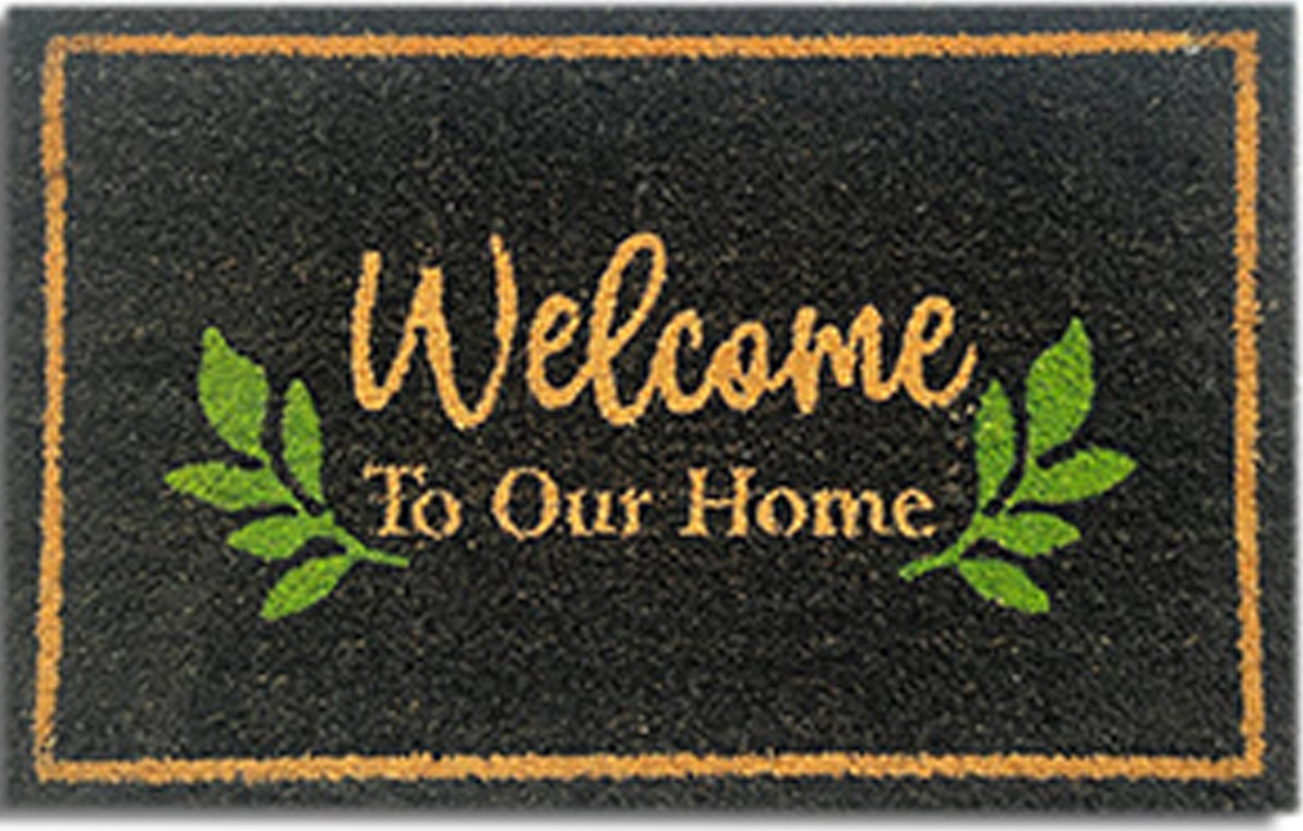 "Welcome To Our Home" Black Decorative Rug
