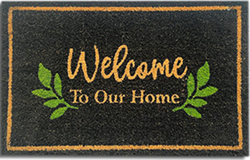 "Welcome To Our Home" Black Decorative Rug