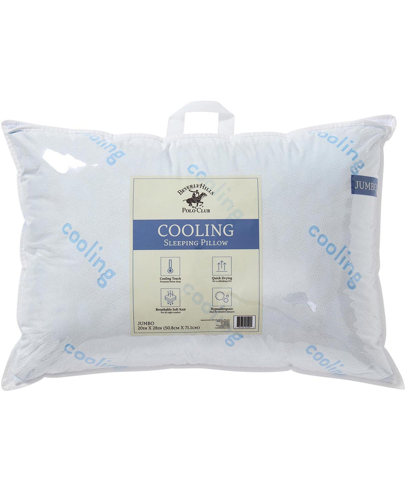 Cooling sleeping pillow with a label on a white background